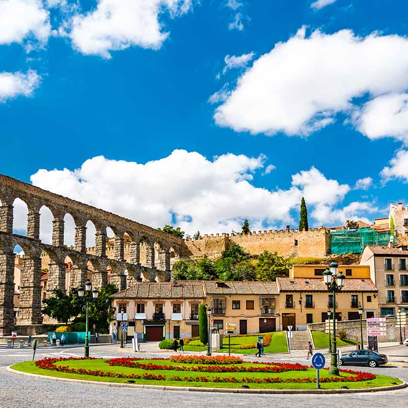 Roman aqueducts at Segovia in Castile Spain.