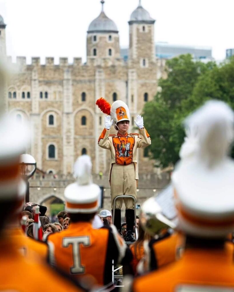 UT Drum Major at a performance in London.